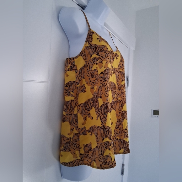 ICHI/ 🐅Tiger Print🐅/ Mustard Yellow Camisole/Spaghetti Strap Top/ Size US S - Picture 5 of 12